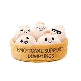 Emotional Support Dumplings by Relatable, Cuddly Stuffed Animals and Toys, Squishy Toys and Plushies, Great Gift Ideas for Loved Ones of All Ages, Includes 5 Plushies with Carrying Basket
