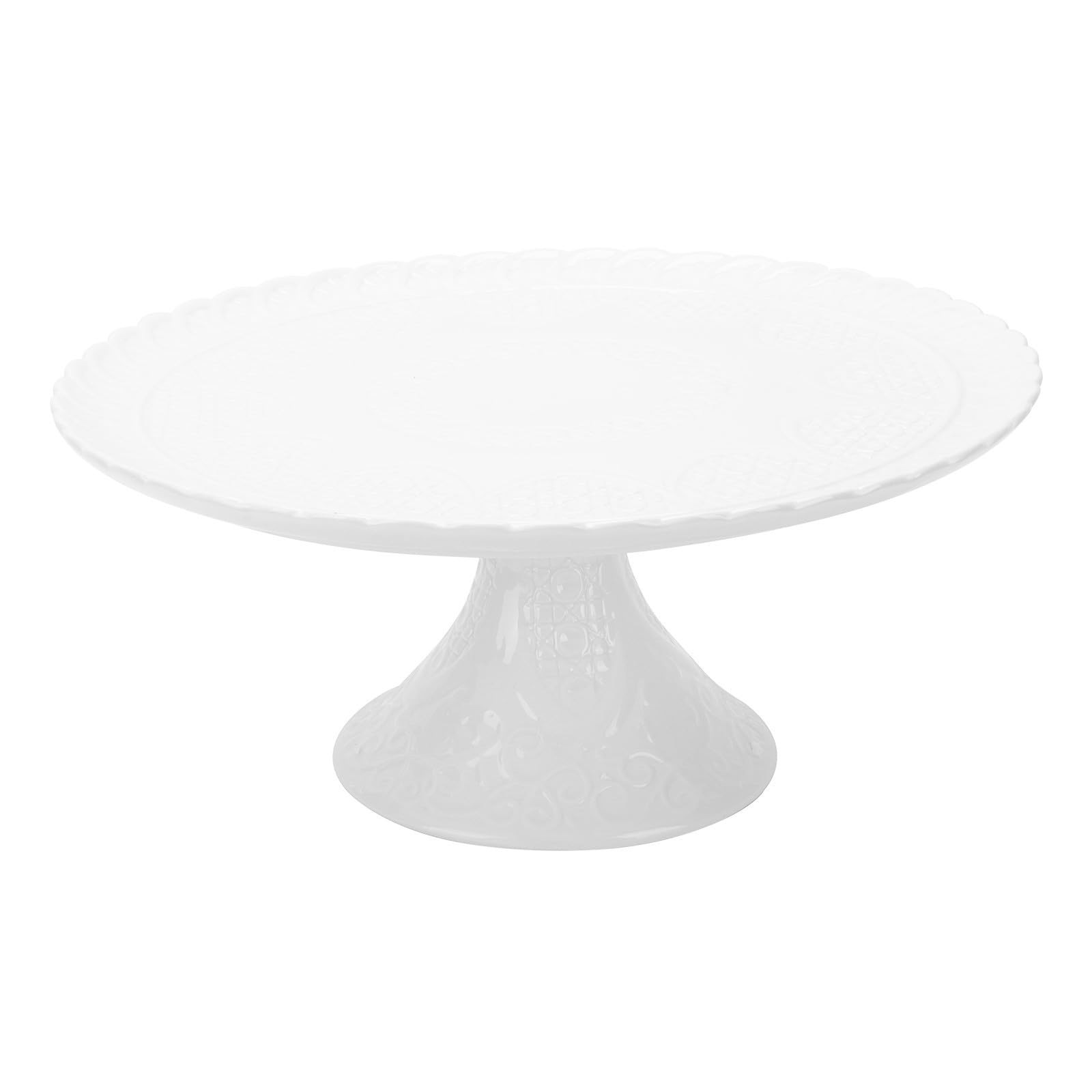 Alzatina per Dolci in Ceramica Beige Decorazione a Rilievo, Leggera e Elegante, per Esposizione di Cupcake e Dolci a Feste e Compleanni