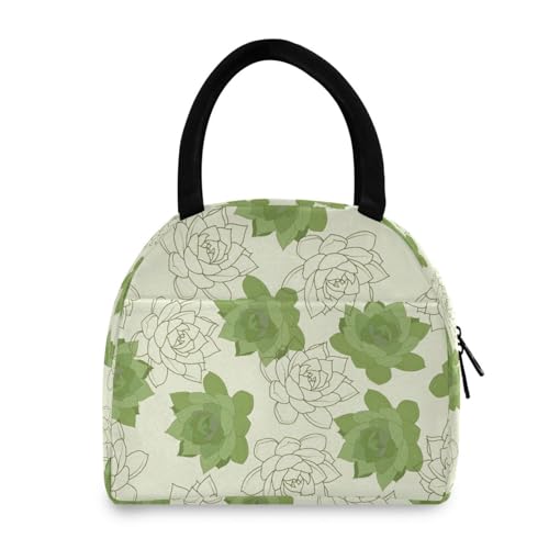 OWFKAY Bolsa de almuerzo para mujer, lonchera aislada, color verde floral5
