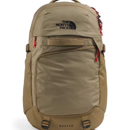 The North Face Router Everyday Laptop Backpack - Daypack, Water Repellent, Laptop Sleeve, Reflective Details, Cedar/Lava Red, One Size