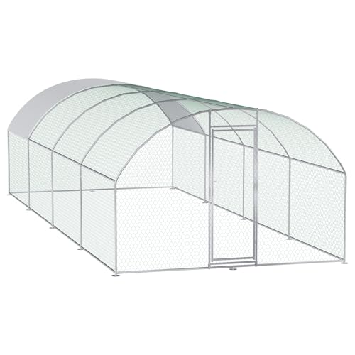 Image of CHIKENCOOP 26x6.5x6.6 ft Metal Chicken Coop, 4-Room Chicken Run with Cover
