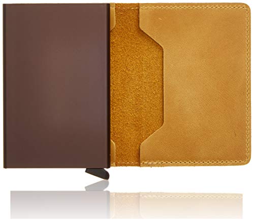 Secrid - Slim Wallet Genuine Vintage Leather Rfid Safe Card Case For Max 12 Cards (Ochre) #TOP3