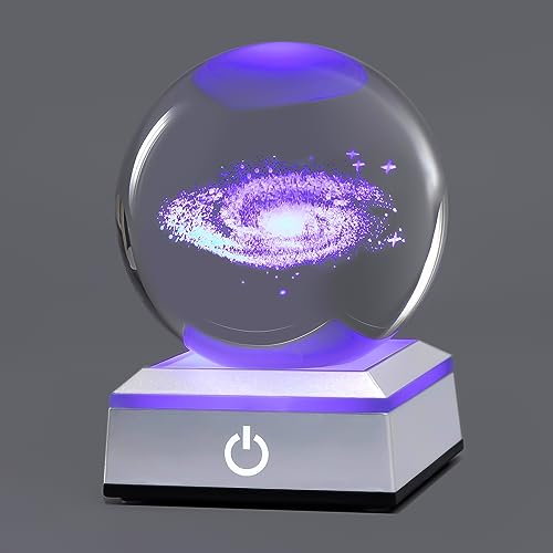 hochance 3D Galaxy Milk Way Crystal Ball Nightlight Multicolor Decolamp for Science Astronomy Space, for Boyfriends Husband Him,Presents for Fathers Kids Boys Birthday