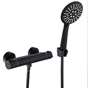 NESHO Regenfall Duschsystem Schwarz Thermostat-Set