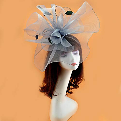 4766 Women White Flower Feather Fascinators Hat, Bridal Grosgrain Vintage 71bz-BqUQaL.  main image 4