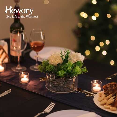 Hewory Acrylic Flower Vases for Centerpieces Round Large Clear Floral Vase with Holes, Short Box Arranger Bulk Low Base Holder for Wedding Birthday Party Events Home Dining Table Decor - Image 3