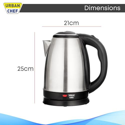 Image of Urban Chef Water Electric Kettle 1.5 litre|1500W Stainless Steel, Rotatable Base, Single-Touch Lid Locking, Automatic Cut-off |Kitchen Multipurpose Kettles For Hot Water Boiler 1 Year Warranty-Silver