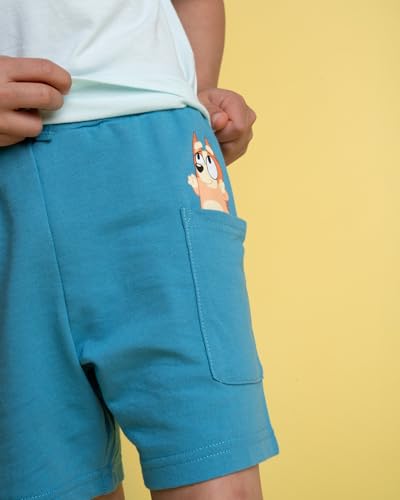 Image of Bluey Drop Shoulder T-Shirt and Shorts Outfit Set Toddler to Big Kid Sizes (2T - 10-12)