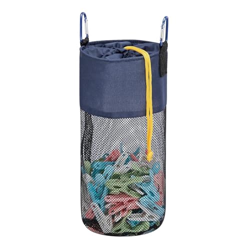 GNEGNI LIFE Sac à pinces à linge en filet avec crochets pour pinces à linge suspendues - 300 compartiments - Sac à pinces à linge à séchage rapide, Bleu