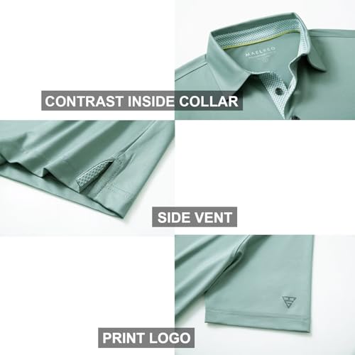 Image of Mens Polo Shirts Short and Long Sleeve Casual Solid Stylish Dry Fit Performance Designed Collared Golf Polo Shirts for Men