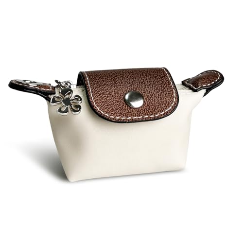 Wuflyover Coin Purse for Women Mini Nylon Change Purse with Keychain Small Zip Pouch for Coins Cash Cards (beige)