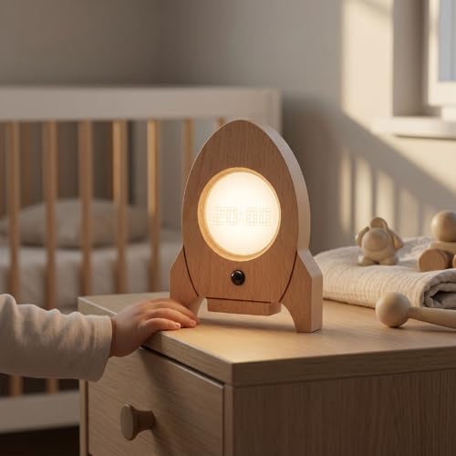 Lámpara de pared con sensor de madera quitamiedos infantil 3