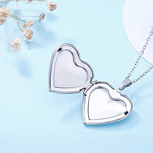 Phocksin Heart Locket Necklace For Women Girls Men Picture Photo Lockets That Holds Pictures 18"-20" Adjustbale Chain #TOP4