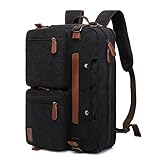 Mochila multifuncional mochila masculina mochila de negócios, bolsa portátil para laptop (lona preta,17,3 polegadas)