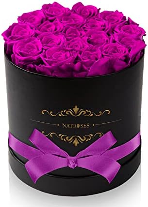 Handmade Preserved Roses in a Box, Long Lasting Purple Roses, Preserved Flowers Gifts for Her Valentines Day Gifts, Christmas, Mothers Day, Birthday