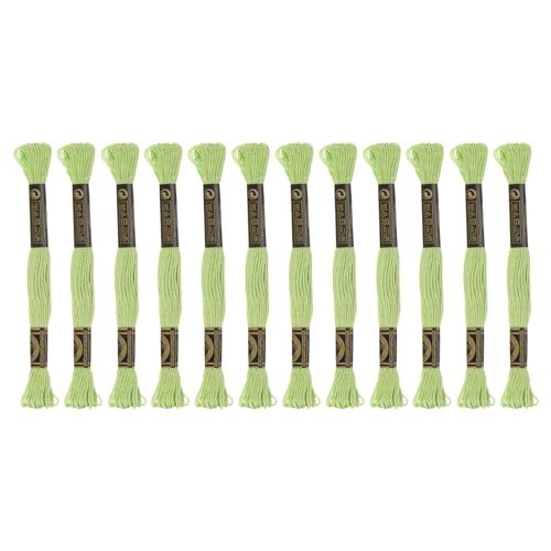 Image of HARFINGTON 12 Skeins Embroidery Floss 8.75yds(8m) Egyptian Long-Staple Cotton Cross Stitch Thread for Sewing DIY Bracelet Yarn String and Crafts, Spring Bud(6015)