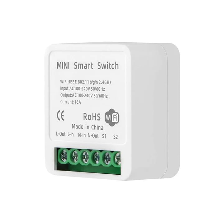 Image of Electrobot Smart WiFi Switch for Home Automation, 10A Max Output, 2.4GHz Wireless Remote Control with LED Light, Check Appliance Status via Mobile App (iOS & Android)