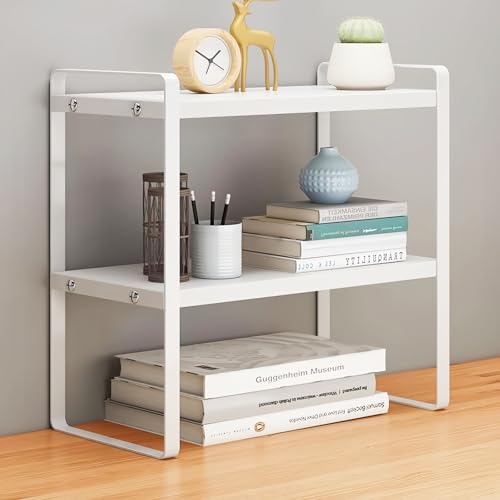 卓上ラック 2段 デスクシェルフ 机上収納 卓上 棚 ミニラック デスク上収納ラック 組み立て簡単 省スペース オフィス/キッチン対応 黑