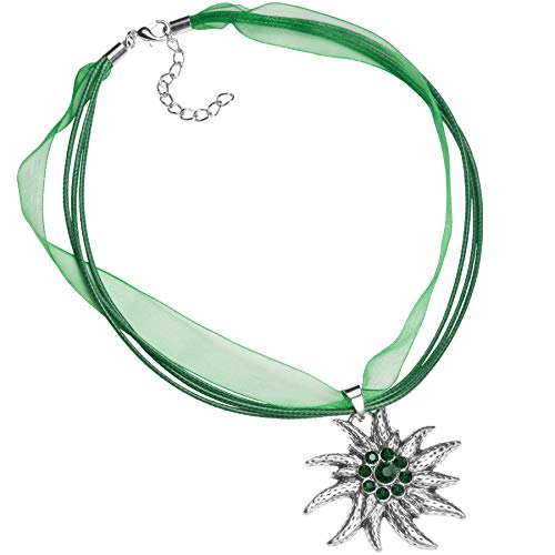dressforfun 900578, Accesorio Mujer, Collar Flor de Las Nieves, Colgante Bisutería Festivales Fiestas (Verde| Nr. 302926)