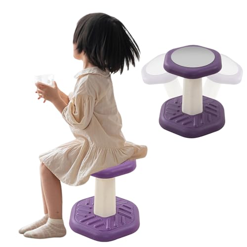 Image of Kid's Wobble Stool, Flexible Classroom Seating for Toddler Ages 3-8, Active Chairs Preschool Desk Chair for Classroom, Balance Sensory Wiggle Chair, Anti-Slip Base, 14 inch High, Tool-Free Assembly,Purple