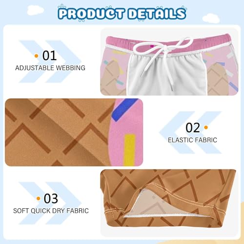 Boys Swim Trunks Quick Dry Bathing Suit Yellow White Waffle Ice Cream Toddler Swim Shorts Boardshorts 3-103