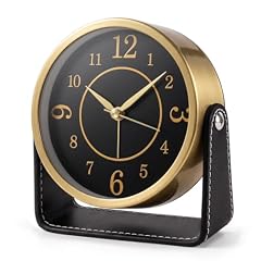 Analog Alarm Clock 4 . 5 " Silent Non Ticking Small Clock with Light, Rotatable Stand Metal Desk