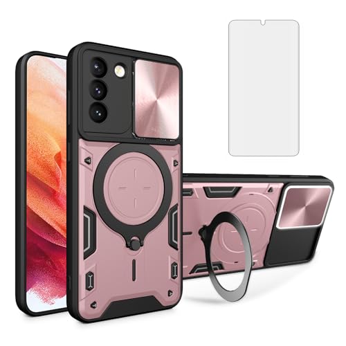 Coque Samsung S21 5G Or Rose élégante avec verre trempé haute résistance S21
