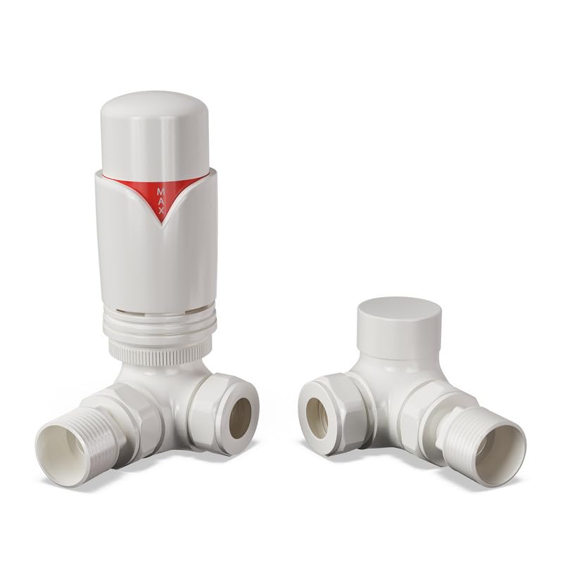 UK Radiators WhiteThermostatic Radiator Valve and WhiteLockshield Valve - Image 2