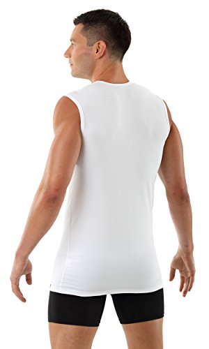 Men's Sleeveless Business Undershirt with Crew Neck Stretch Cotton White3
