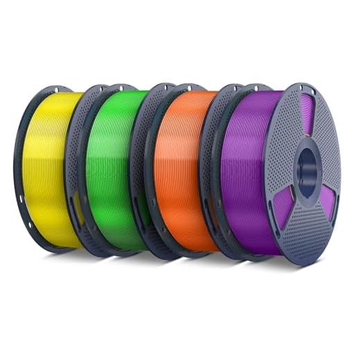 SUNLU PETG Filament 1.75mm 4KG Bundle, Less Stringing and Good Layer Adhesion, Individually Vacuum Packed, 3D Printer Filament 4kg, 1kg per Spool, 4 Colors (Transparent Yellow/Green/Orange/Purple)