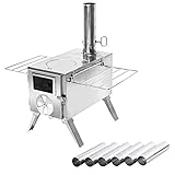 TOMOUNT Zeltofen Camping Hunting Edelstahl Campingkocher Herde mit Kamin Hochtemperaturbeständiges, Holzkocher für Zelte, Unterkünfte und Camping