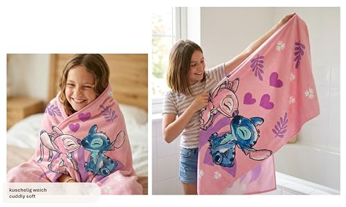 Theonoi Disney Lilo und Stitch Kinder Handtuch Badetuch Strandtuch Duschtuch 70x140 cm 100% Baumwolle für Mädchen – Öko Tex Standard