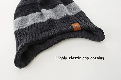 Image of Boys Winter Hat Baby Beanies with Earflap Upgrade Fleece-Lined Skiing Toddler Hat