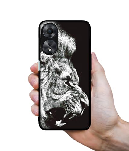 Image of Angry Lion Design Premium 2D Printed Metal Back Case Cover for Oppo A78 4G