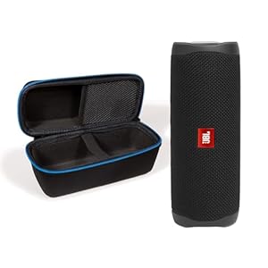 JBL Flip 5 (Black) + Bundle with divvi! Protective Hardshell Case