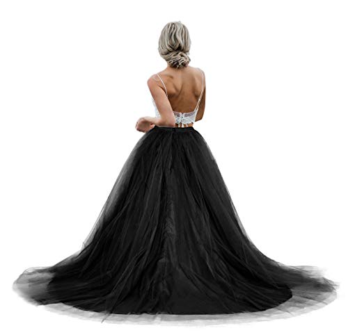 Women Wedding Long Maxi Tulle Skirt Floor Length with Long Train Bridal Overskirt2