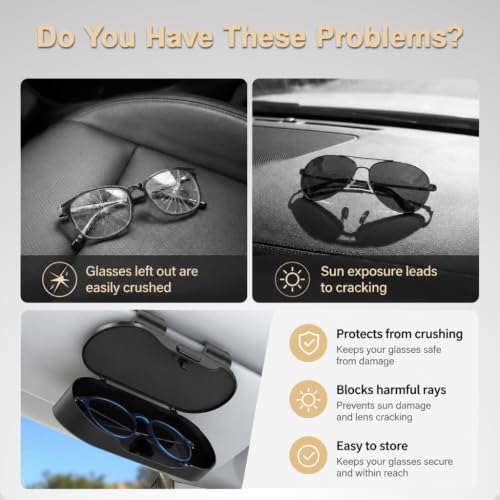 Image of STHIRA Car Sun Visor Sunglasses Holder Stainless Steel Case for Car Visor
