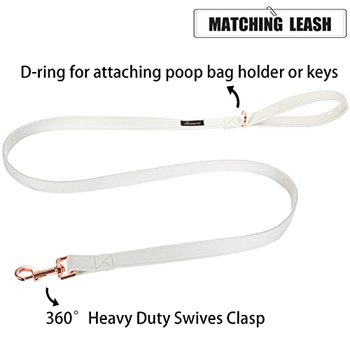 Aring Pet Dog Collar And Leash-Cotton White Dog Collar With Leash, Cute Wedding Dog Collars Set With Metal Buckle For Small Medium Large Boy And Girl Dogs #TOP2