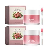 2Stk Lippenmask, Lippenschlafmaske, Feuchtigkeitsspendende Lippenmaske für Tag & Nacht Lippenpflege, Lip Mask, Aufhellen der Dunklen Lippenfarbe, Reduzieren Sie Lippenlinien & Falten (Beeren)