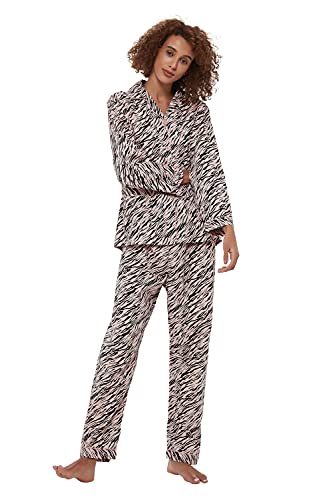 Image of GLOBAL Women Cotton Pajamas Long Sleeve PJs Button Down Sleepwear S-3XL