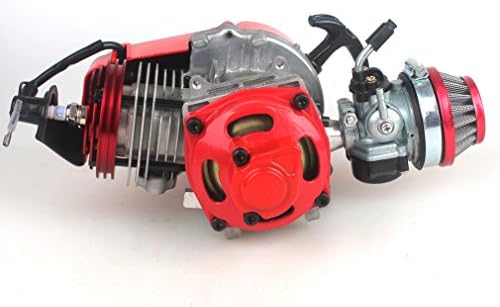 49cc 52cc Big Bore Pocket Bike Engine with Performance Cylinder CNC Engine Cover Racing Carburetor DIY Engine RED
