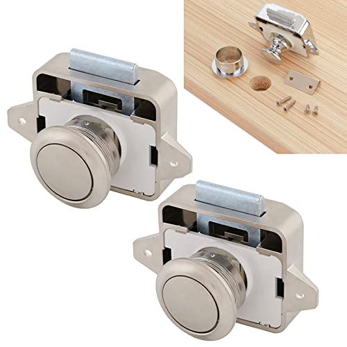 2 Piezas Cerradura para Puerta Cerradura Para Puerta De Armario Botón Cerraduras para RV Coche Autocaravanas Camper Yates Armarios Gabinetes Barcos Caravana Gabinetes Puertas Cromados