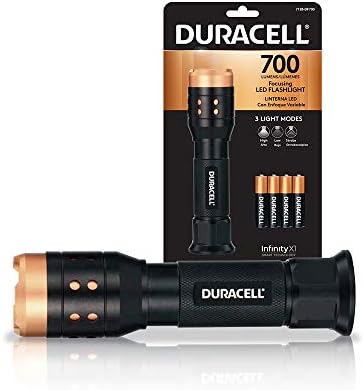 Infinity X1 Duracell 700 Lumen Aluminum Focusing Flashlight for Everyday Use - Ultra-Light and Easy to Carry Design with 3 Modes and 3-AAA Batteries Included. Great for in-Door & Out-Door Use