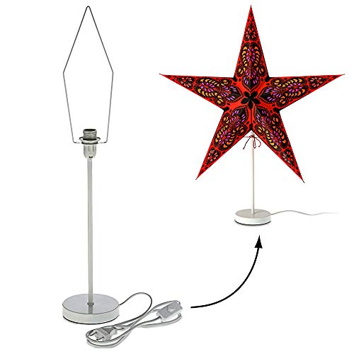 Lampenfuß Standfuß in weiß mit E14 Fassung für Papiersterne ohne Leuchtmittel 230V Eurostecker 150 cm Zuleitung