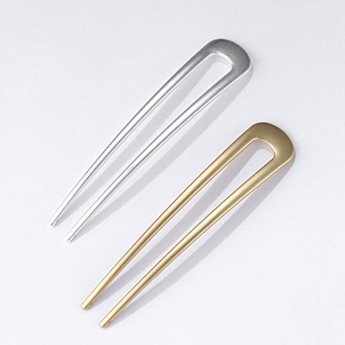 Frdtluthw Large French Hair Pins Metal U-Shaped Hair Sticks (B.gold&Silver1) #TOP4