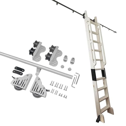 Kit d'échelle coulissante pour bibliothèque extensible et roulettes de sol - 2