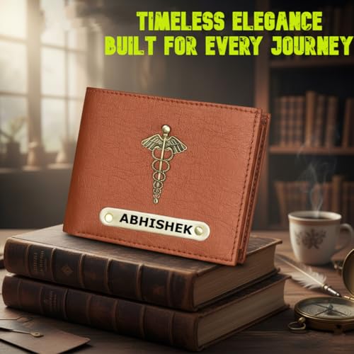 Image of Personalized Vegan Leather Wallet for Men with Name & Charm | Customized Men's Wallet | Free Name Engraved Metal Pen | Birthday & Gift for Anniversary, Boys, Husband, Brother