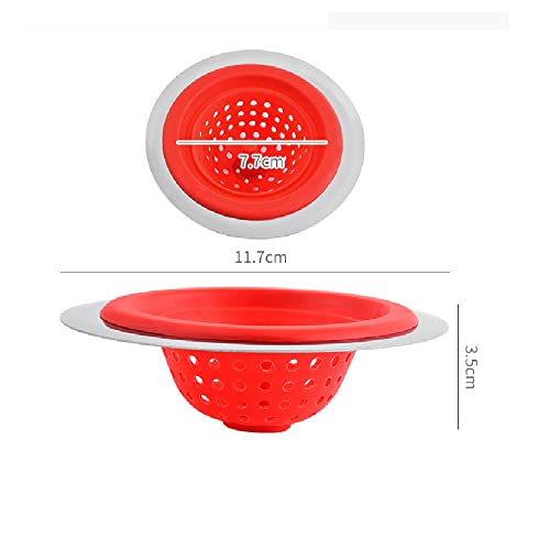 Image of Trifecta Kitchen Sink Strainer Food Catcher 1 PCs 4.5 inch Diameter, Flexible Silicone Kitchen Sink Drainers Traps Food Debris and Prevents Clogs, for Most Kitchen Sink Drains (Red - 1)