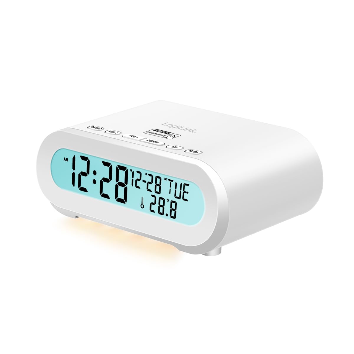 LogiLink SC0121W - Radio Despertador con indicador de Temperatura, Temporizador de sueño, Incluye Puerto USB para Cargar por Ejemplo teléfono móvil/​Tableta/​eReader