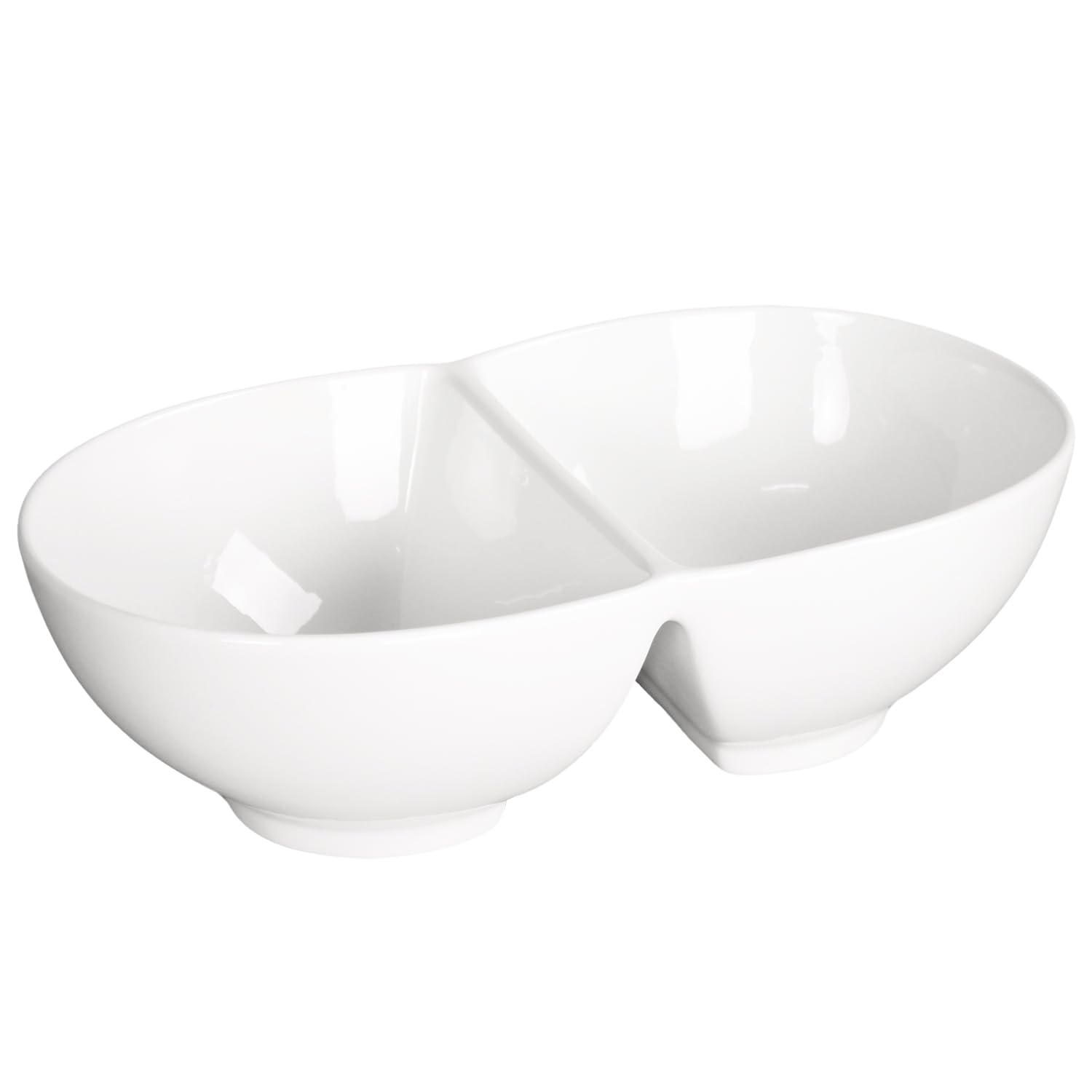 Creative Home Chip and Dip Bowl Set, Ceramic Divider Bowl, Plate, 1.55-Quart Moisture-Proof Cereal Bowl, Buffet Serving Set, Dishwasher, Microwave, Oven Safe, 11.8 Inch
